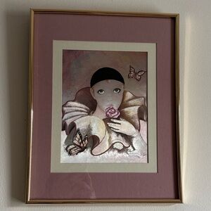 Vintage Marilyn A Ward Manifestations Optical Illusion Foil Art Girl w Rose